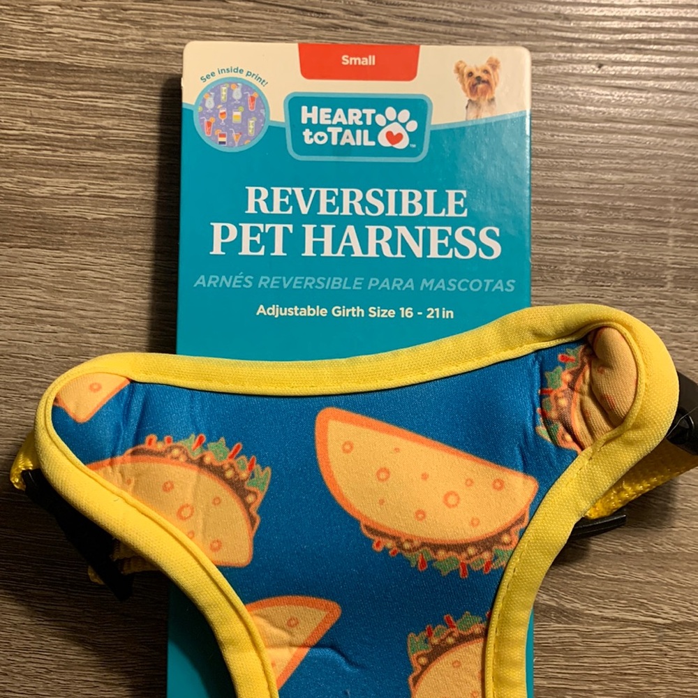 Heart & Tail Reversible Harness Tacos and Cocktails NWT sz S